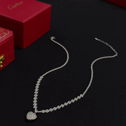 [Solara Jewelry ]LOVE ハート型 パヴェダイヤモンド ペンダントネックレス