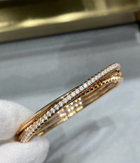 [Solara Jewelry ]CT Rivet Design Three-Row Cuff with Diamond Accents