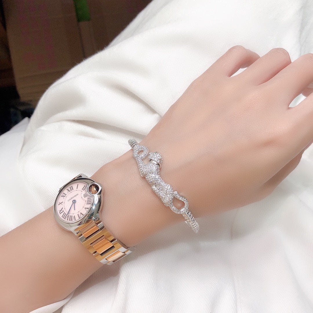 [Spira Jewelry]PAVE DOUBLE PANTHER HEAD BANGLE