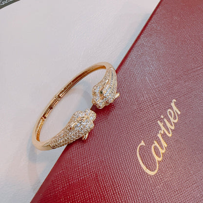 [Solara Jewelry ]CTダブルパンサーヘッドクリスタルバングル