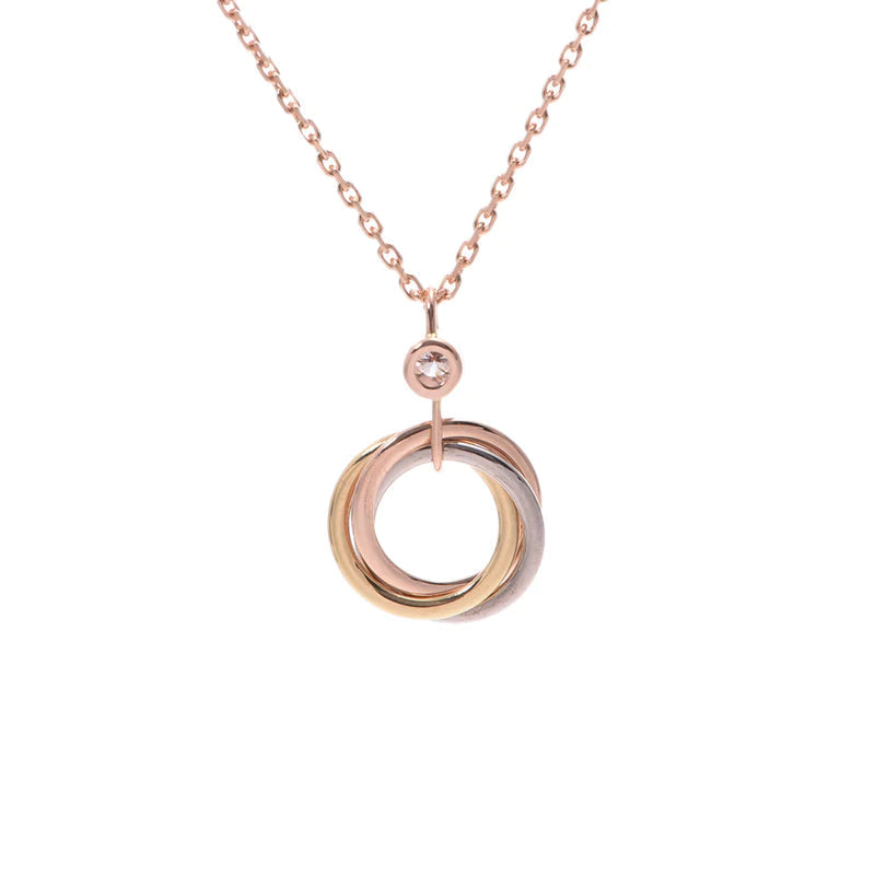 [Solara Jewelry ]TRINITY SILVER GOLD PINK GOLD NECKLACE
