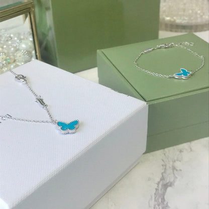 [Solara Jewelry ]バタフライ ターコイズ バタフライ ブレスレット シルバー