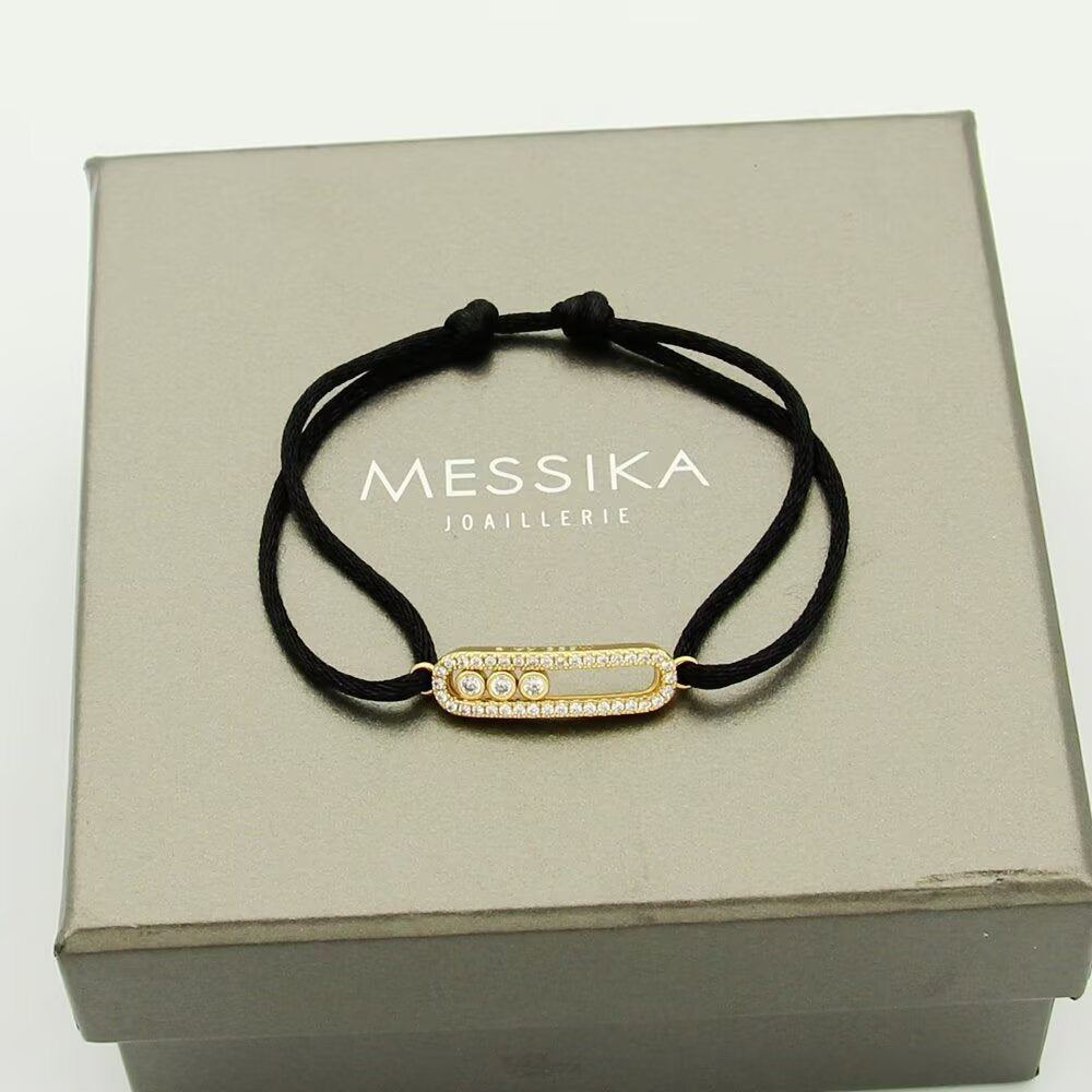 [Solara jewelry]メシカ ケア(s) ピンクコードパヴェブレスレット