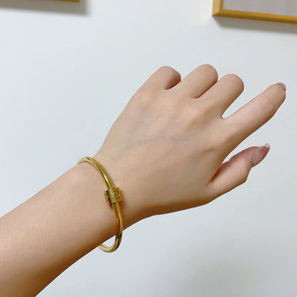 [Solara Jewelry ]CT ツイスト スクリュー ブレスレット | ミニマリスト ナロー バングル