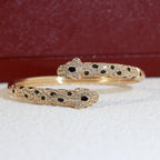 [Spira Jewelry]SPOTTED PANTHER HEAD PAVE BANGLE