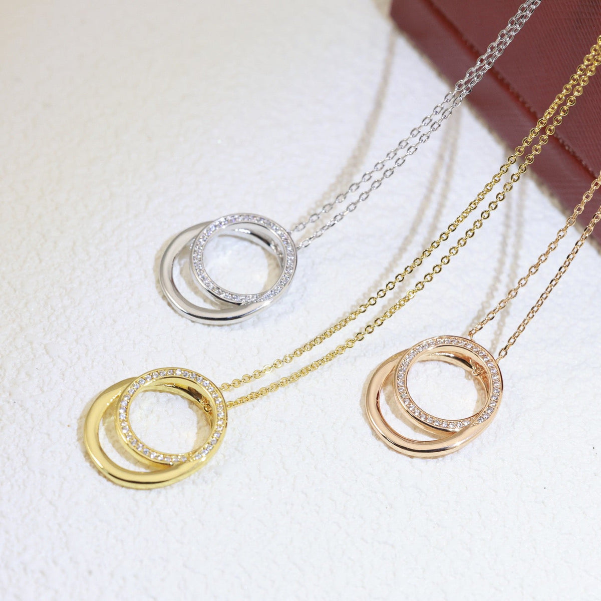[Solara jewelry]Double Circle Pendant Necklace image 6