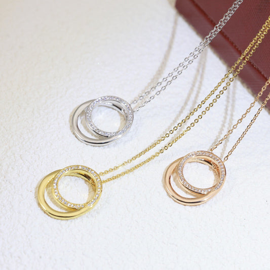 [Solara jewelry]Double Circle Pendant Necklace image 6