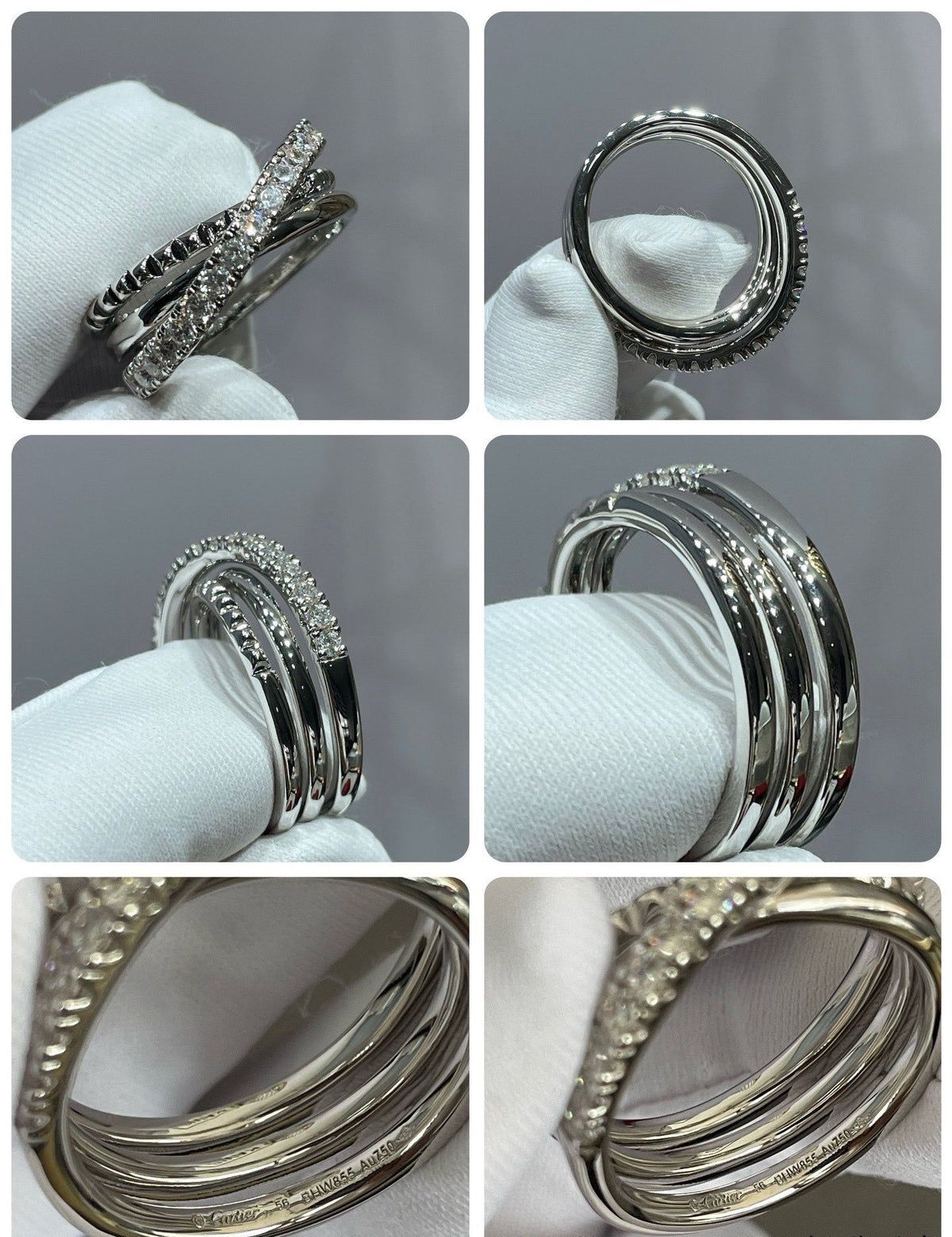 [Solara Jewelry] LOVE Dreifach-Ring mit Nieten und Akzentkristallen