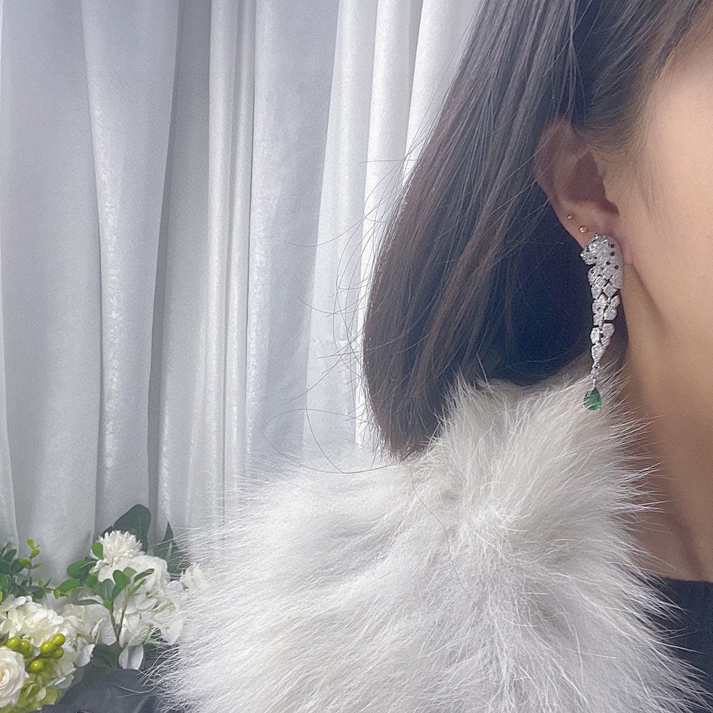 [Solara jewelry] Green Stone Drop Earrings