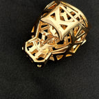 [Solara Jewelry ]CT Eleganter durchbrochener Pantherkopfring mit Smaragd