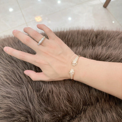 [Solara Jewelry ]CTダブルパンサーヘッドクリスタルバングル