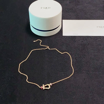 [Solara Jewelry ]FORCE Bunte Full-Pavé Mini Horsebit Halskette, Unisex
