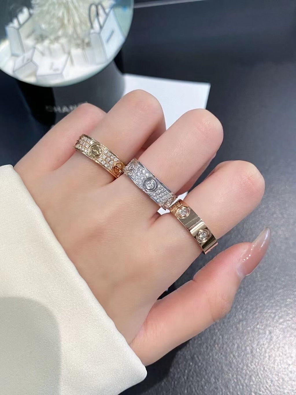 [Solara jewelry]New Enamel Pave Band Ring image 2