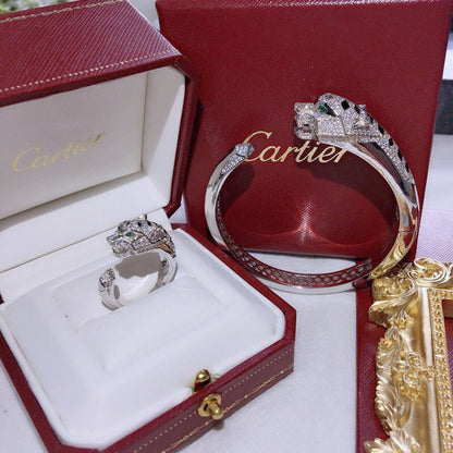 [Spira Jewelry]PAVE PANTHER HEAD OPEN BANGLE