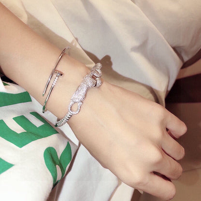 [Spira Jewelry]PAVE DOUBLE PANTHER HEAD BANGLE
