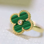 [Solara Schmuck ]KLEE MALACHIT RING GOLD DIAMANT