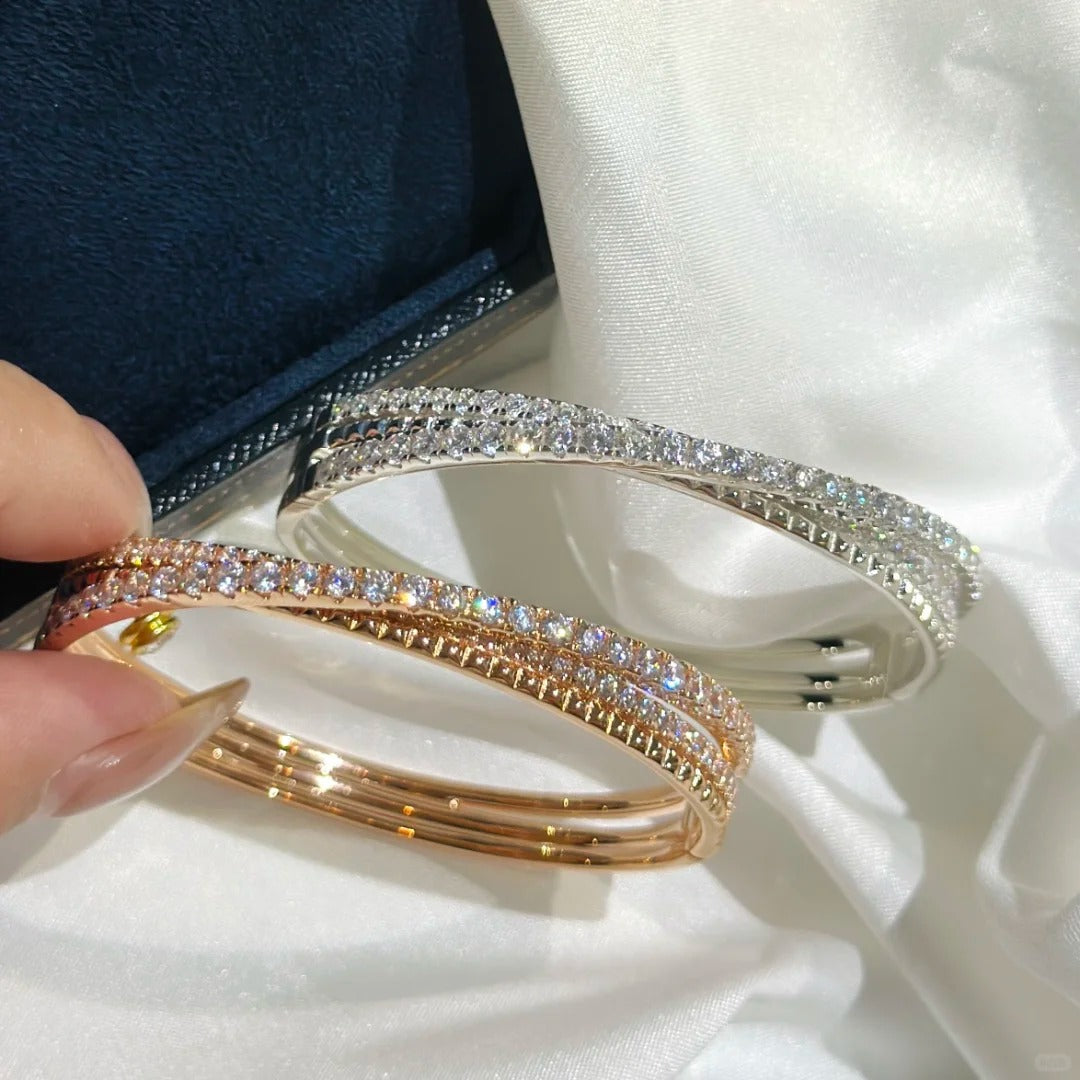 [Solara Jewelry] ダイヤモンドアクセント付き CTリベットデザイン スリーローカフ
