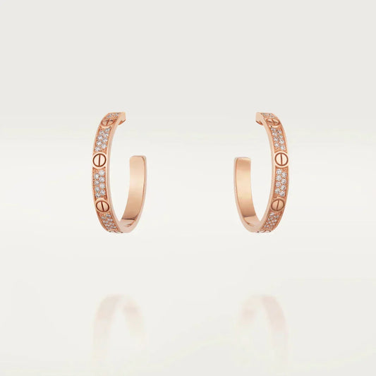 [Solara Jewelry ]LOVE DIAMOND PINK GOLD HOOP EARRINGS