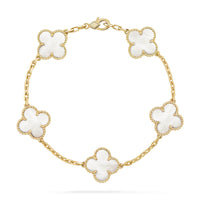 [Solara Jewelry ]CLOVER  5 MOTIF WHITE MOP BRACELET