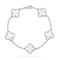 [Solara Jewelry ]CLOVER SILVER MOP 5 MOTIF BRACELET