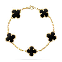 [Solara Jewelry ]CLOVER  5 MOTIFS BLACK ONYX BRACELET