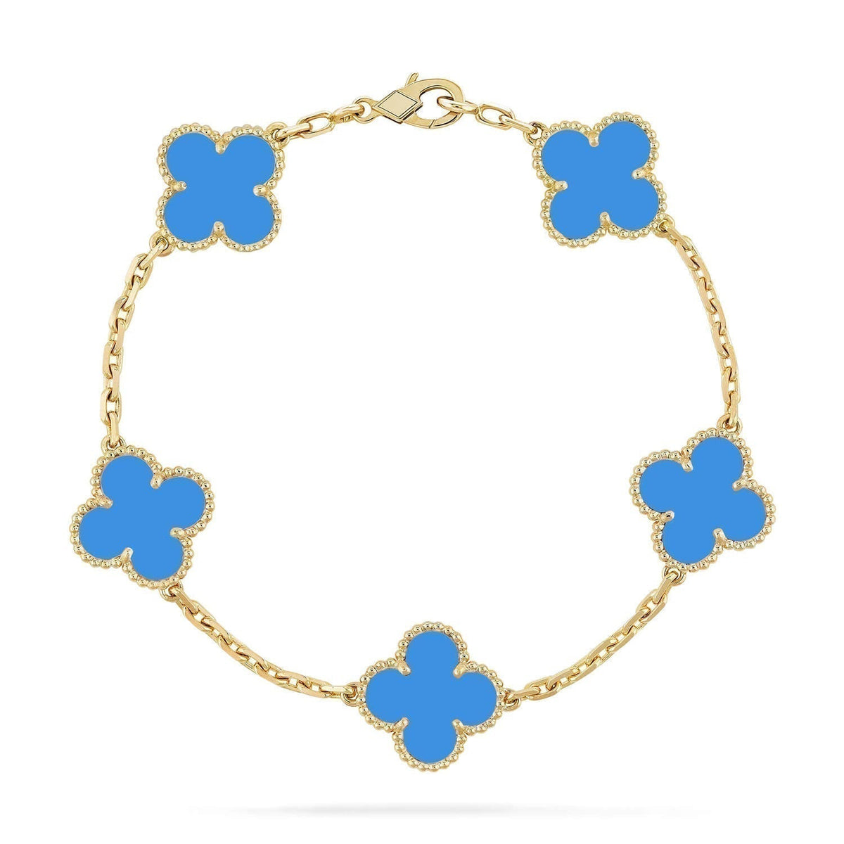 [Solara Jewelry ]KLEEBÜTE 5 MOTIVE BLAUER ACHAT ARMBAND