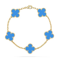 [Solara Jewelry ]CLOVER 5 MOTIFS BLUE AGATE BRACELET