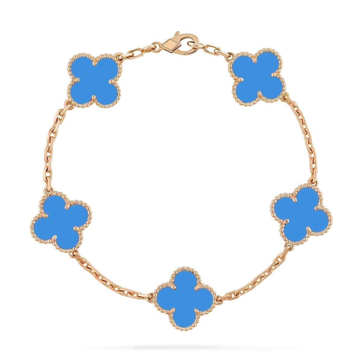 [Solara Jewelry ]KLEEBÜTE 5 MOTIVE BLAUER ACHAT ARMBAND