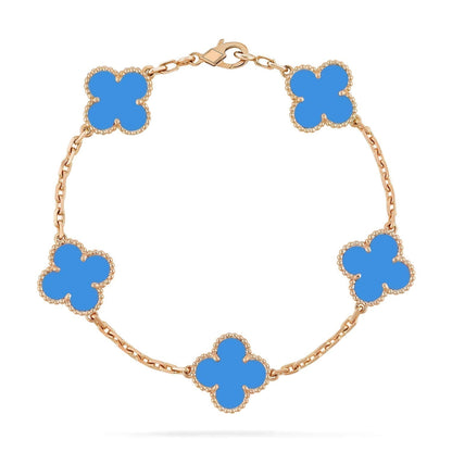 [Solara Jewelry ]KLEEBÜTE 5 MOTIVE BLAUER ACHAT ARMBAND