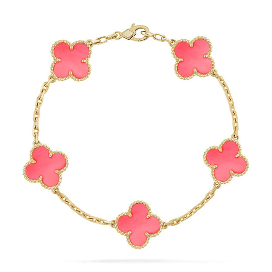 [Solara Jewelry ]CLOVER 5 PINK MOP BRACELET