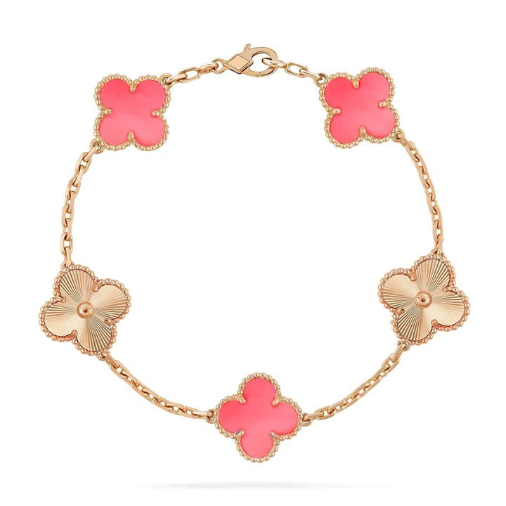[Solara Jewelry ]KLEEBRACHARMENDBAND 5 MOTIVE ROSA UND ROSÉGOLD