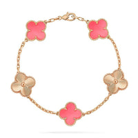 [Solara Jewelry ]CLOVER BRACELET 5 MOTIF PINK AND PINK GOLD