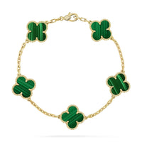 [Solara Jewelry ]CLOVER 5 MOTIFS MALACHITE BRACELET
