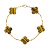 [Solara Jewelry ]CLOVER  5 MOTIFS TIGER EYE BRACELET
