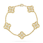 [Solara Jewelry ]CLOVER 5 MOTIFS  FULL DIAMOND BRACELET