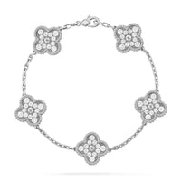 [Solara Jewelry ]CLOVER 5 MOTIFS  DIAMOND BRACELET SILVER