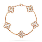 [Solara Jewelry ]CLOVER 5 MOTIFS  FULL DIAMOND BRACELET