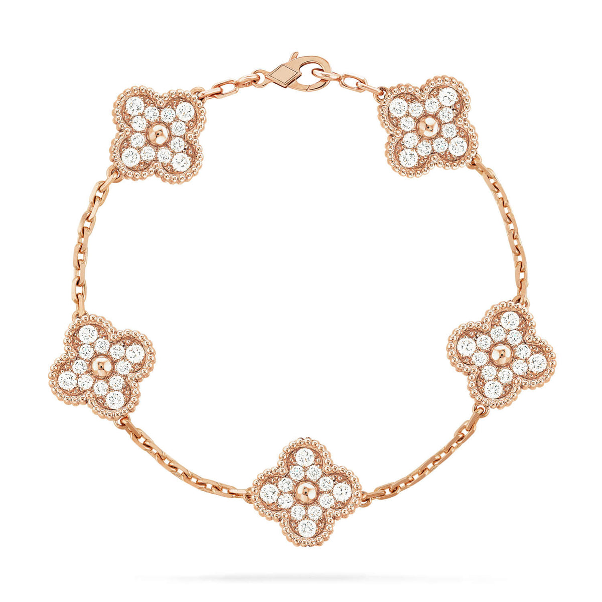 [Solara Jewelry ]CLOVER 5 MOTIFS  FULL DIAMOND BRACELET