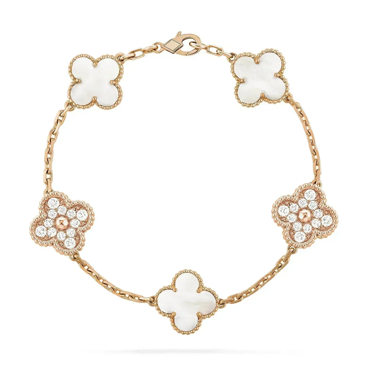 [Solara Jewelry ]KLEEBRACHTBAND 5 MOTIV WEISSES PERLMUTT DIAMANT