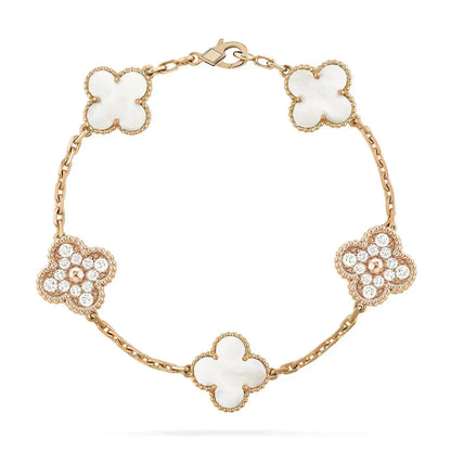 [Solara Jewelry ]KLEEBRACHTBAND 5 MOTIV WEISSES PERLMUTT DIAMANT
