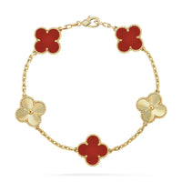 [Solara Jewelry ]CLOVER  5 MOTIFS CARNELIAN GOLD BRACELET