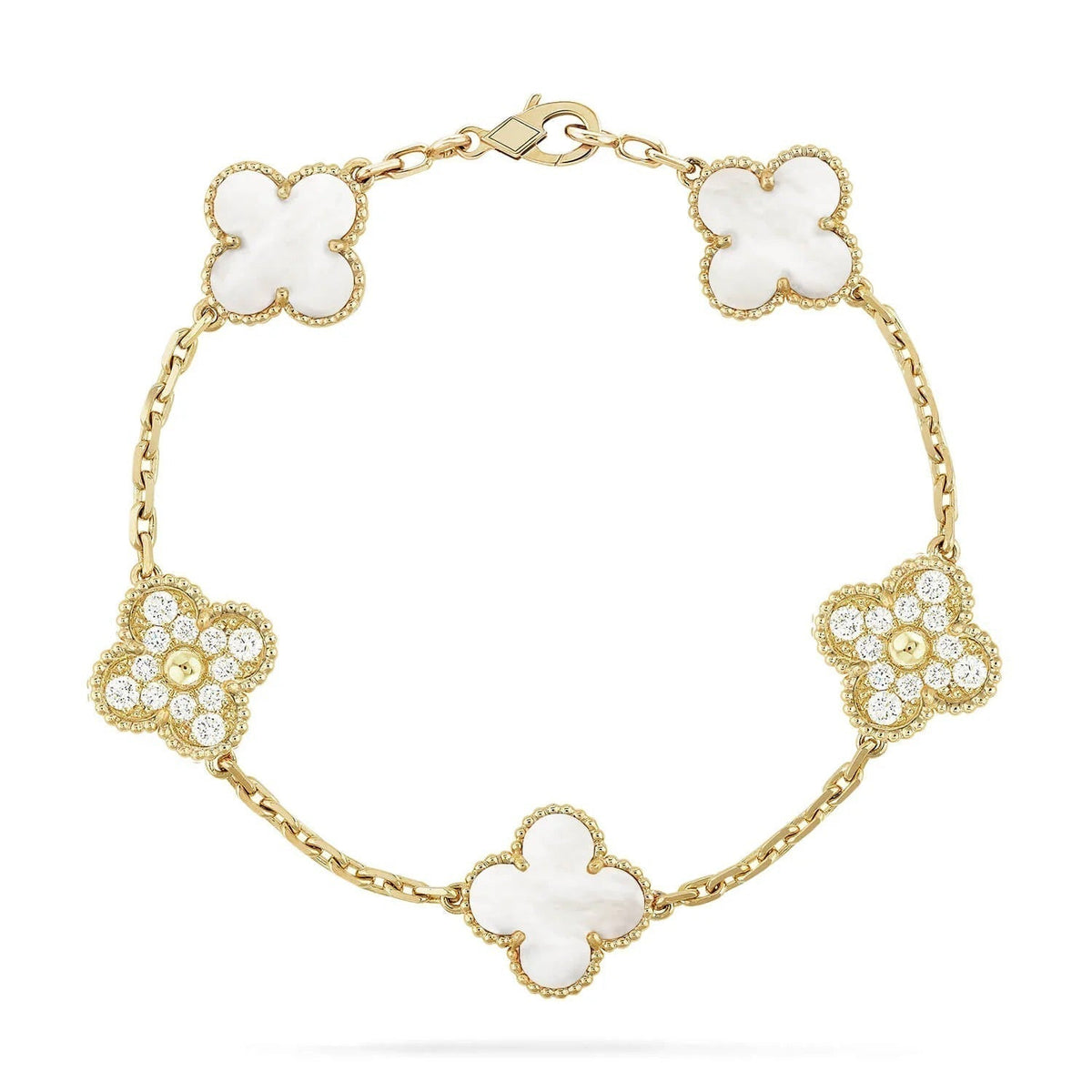 [Solara Jewelry ]KLEEBRACHTBAND 5 MOTIV WEISSES PERLMUTT DIAMANT