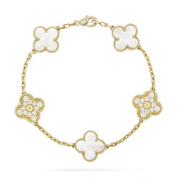 [Solara Jewelry ]CLOVER BRACELET 5 MOTIF WHITE MOP DIAMOND