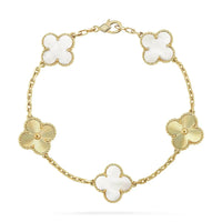 [Solara Jewelry ]CLOVER BRACELET 5 MOTIF WHITE MOP PINK GOLD