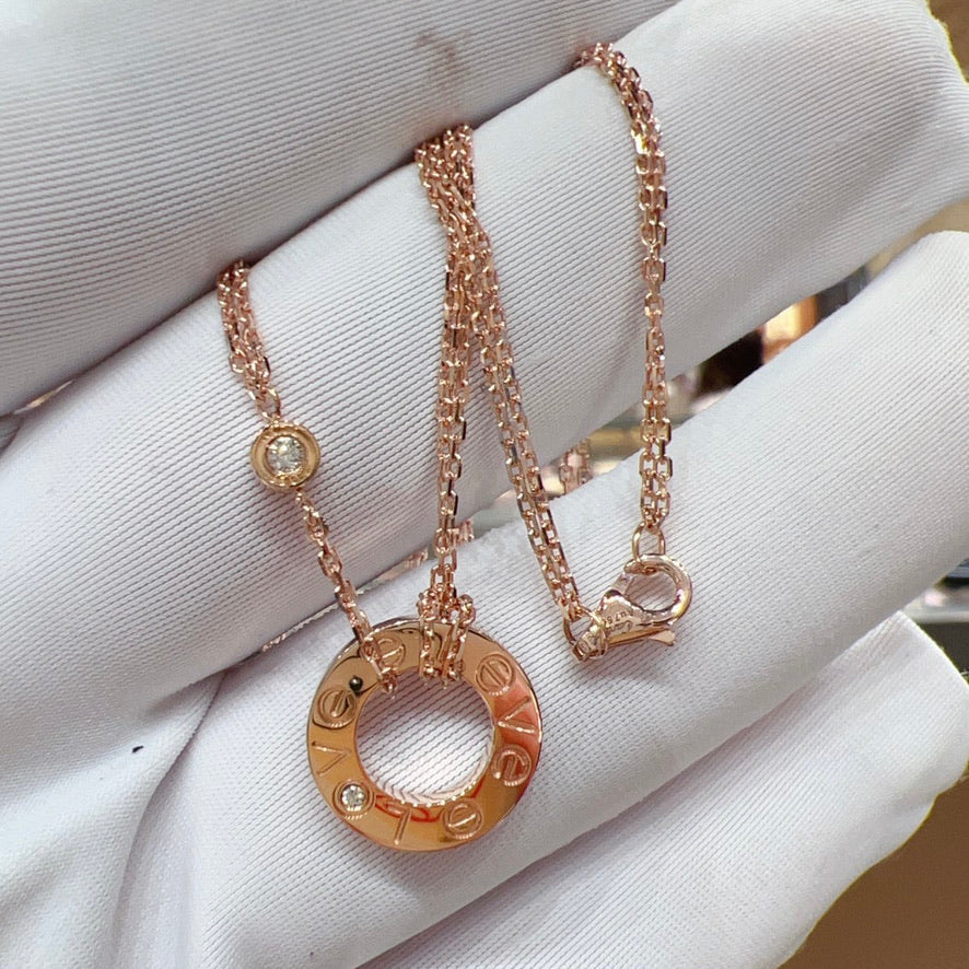 [Solara Jewelry ]LOVE NECKLACE 16MM 2 DIAMONDS