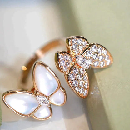 [Solara Jewelry ]TWIN BUTTERFLY ダイヤモンド MOP リング