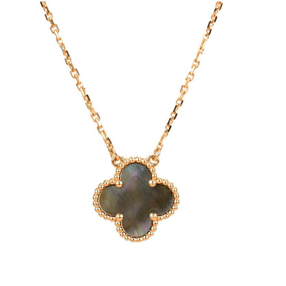 [Solara Jewelry] クローバー 15mm グレーマザーオブパール ネックレス