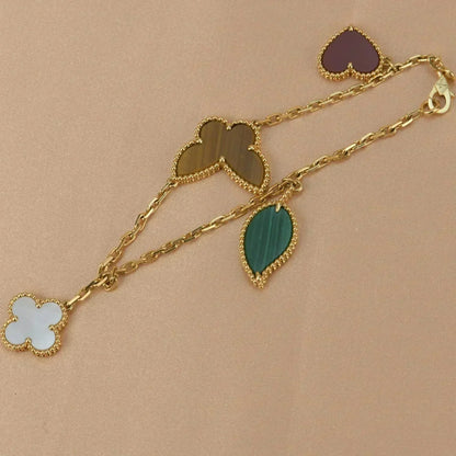 [Solara Jewelry ]ラッキースプリング 5モチーフ ゴールドブレスレット