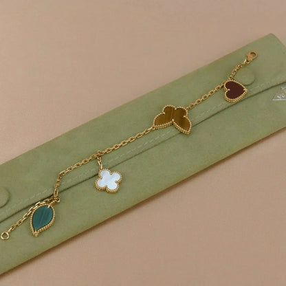 [Solara Jewelry ]ラッキースプリング 5モチーフ ゴールドブレスレット