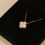 [Solara Jewelry ]クローバー 15MM ダイヤモンド ホワイトフリチラリアネックレス